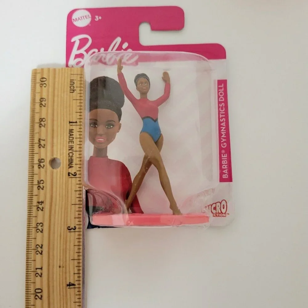 Micro Barbie African American Set of 6 Gymnast Cheerleader 3” Cupcake Topper Fig